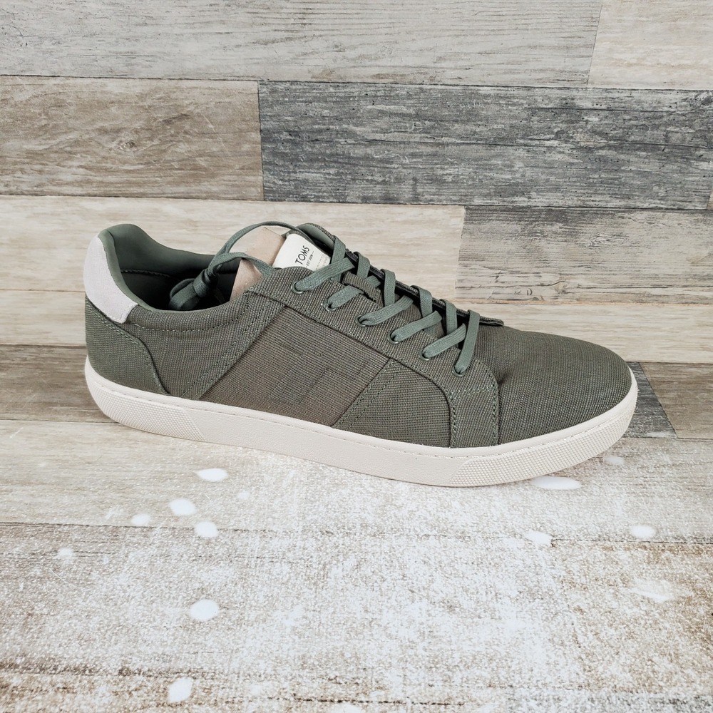 Toms Leandro Men's Shoes Sz 14 Casual Lichen Green Heritage Canvas Sneakers